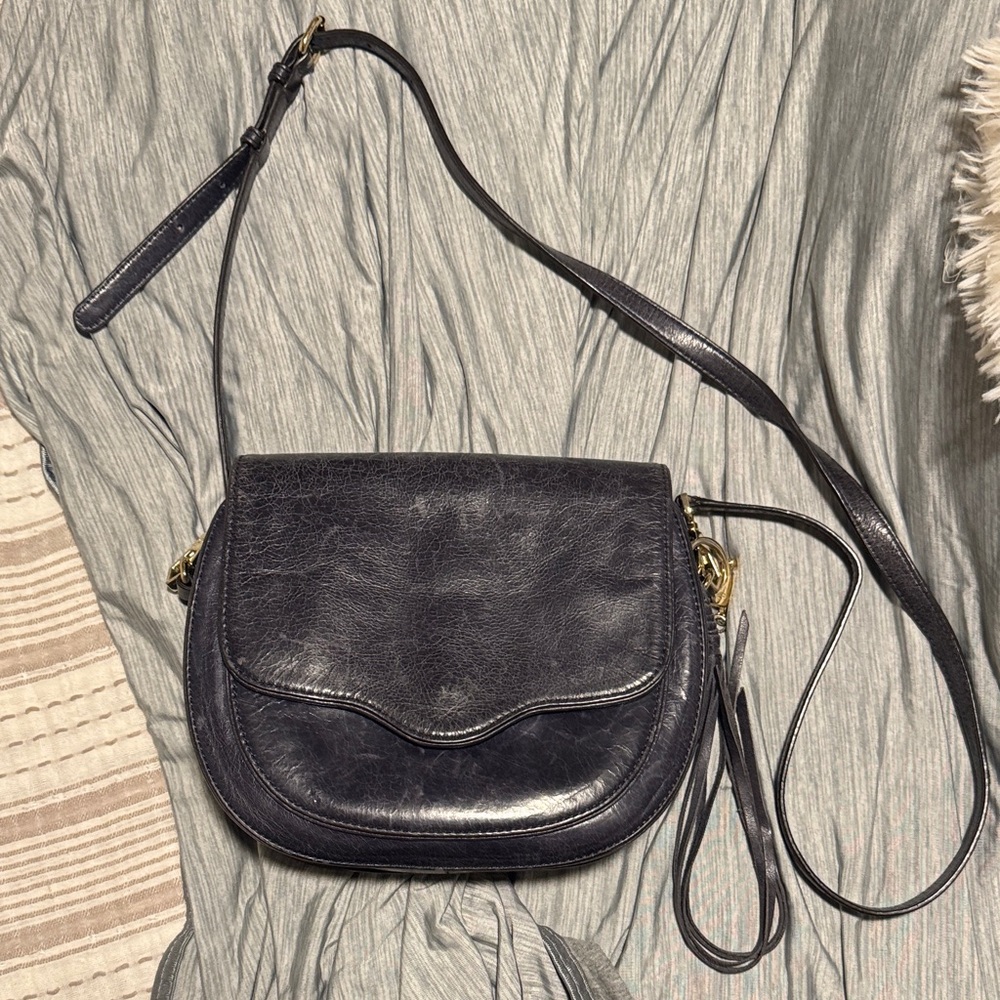 Elegant navy Leather Crossbody Bag